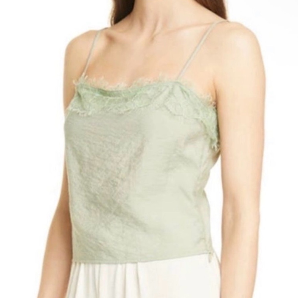 Vince Lace-Trim Camisole in Sage Green